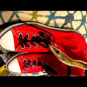 High top red Converse gently worn